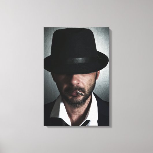 Retro man roken canvas afdruk (Voorkant)