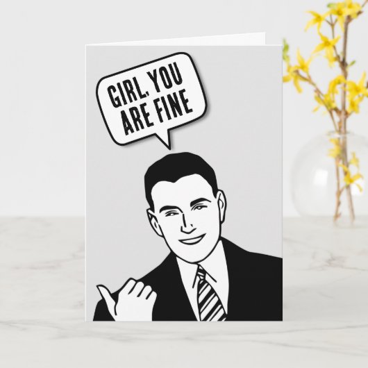 RETRO MAN VERJAARDAGSCADEAU KAART VOOR HAAR (Gele Bloem)