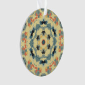 Retro Mandala blauw geel en rood Ornament (voorkant)