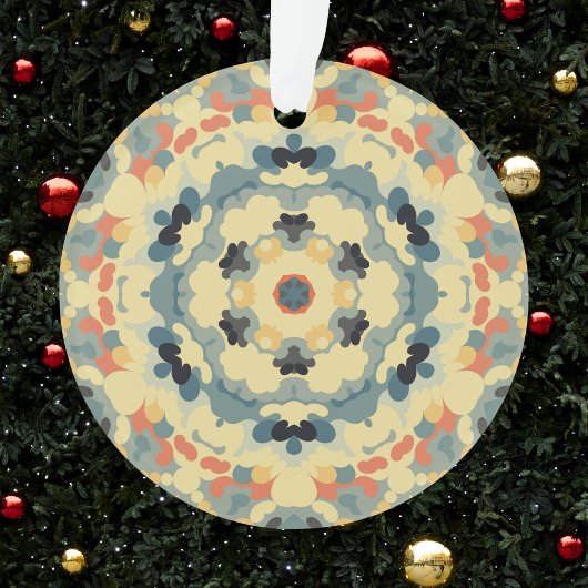Retro Mandala blauw geel en rood Ornament