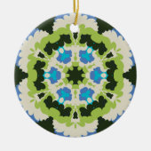 Retro Mandala Blauw Groen Wit en Zwart Keramisch Ornament (Voorkant)