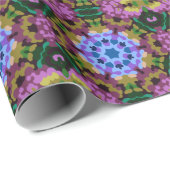 Retro Mandala Blauw Paarse en Geel Cadeaupapier (Rol Hoek)