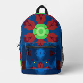 Retro Mandala Blauw Rood en Groen Bedrukte Rugzak (Voorkant)