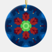Retro Mandala Blauw Rood en Groen Keramisch Ornament (Voorkant)