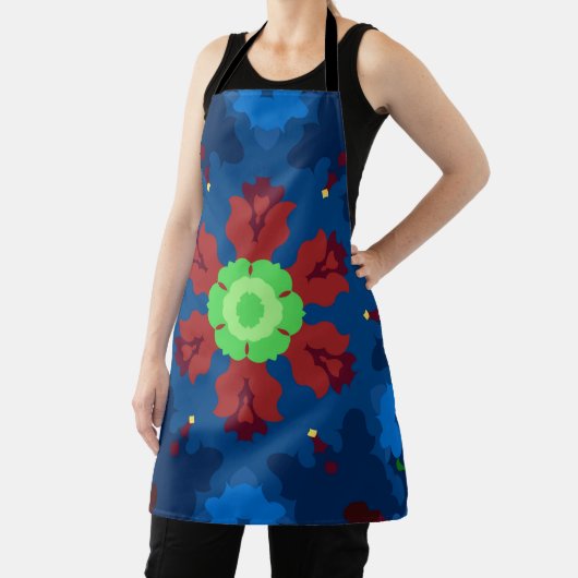 Retro Mandala Blauw Rood en Groen Schort (Insitu)