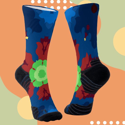 Retro Mandala Blauw Rood en Groen Sokken