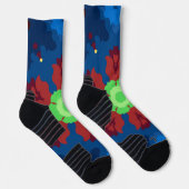 Retro Mandala Blauw Rood en Groen Sokken (Rechts)