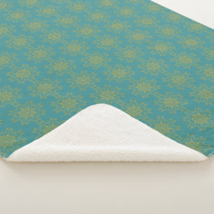 Retro Mandala Blauwgroen Sherpa Blanket (3 Sizes) Deken