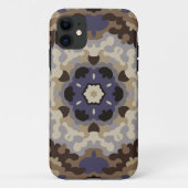 Retro Mandala Bloem Blauw Tan en Bruin Case-Mate iPhone Case (Achterkant)