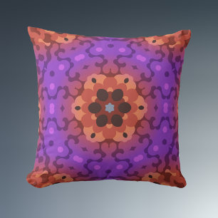 Retro Mandala Bloem Paarse en Rood Kussen