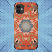 Retro Mandala Bloem Sinaasappel Blauw en Tan Case-Mate iPhone Case