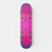 Retro Mandala Bloemroze en Blauw Skateboard (Voorkant)