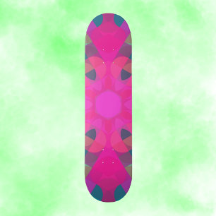 Retro Mandala Bloemroze en Blauw Skateboard