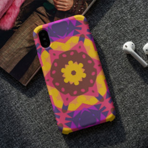 Retro Mandala Bloemroze Paars en geel iPhone 11 Hoesje