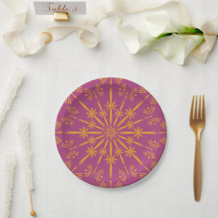Retro Mandala Boysenberry 7" Papieren Borden Bordje
