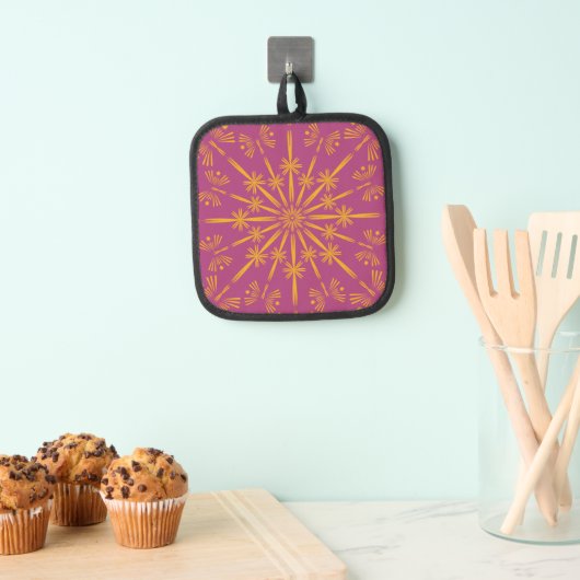 Retro Mandala Boysenberry Pot Holder Pannenlap (Insitu(Ophanging))