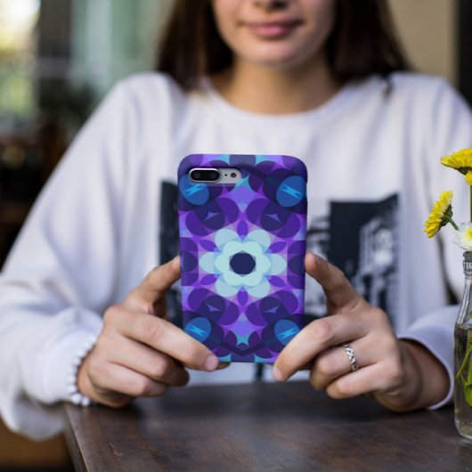 Retro Mandala Flower Blue en Paars Case-Mate iPhone Case