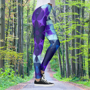 Retro Mandala Flower Blue en Paars Leggings