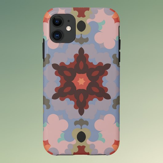 Retro Mandala Flower Blue en Red Case-Mate iPhone Case