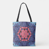 Retro Mandala Flower Blue en roze Draagtas (Achterkant)