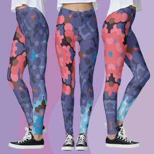 Retro Mandala Flower Blue en roze Leggings