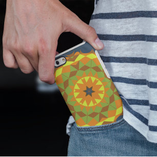 Retro Mandala Flower Blue Oranje and Yellow iPhone 11 Hoesje
