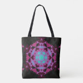 Retro Mandala Flower Blue Paars en Black Draagtas (Achterkant)