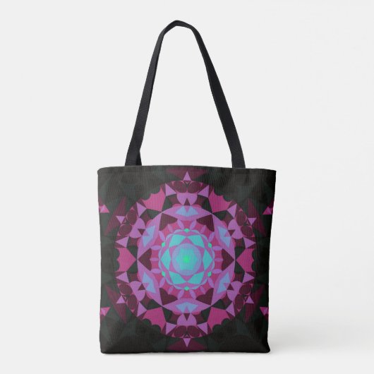 Retro Mandala Flower Blue Paars en Black Draagtas (Achterkant)