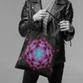 Retro Mandala Flower Blue Paars en Black Draagtas