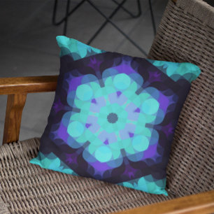 Retro Mandala Flower Blue Paars en Green Kussen