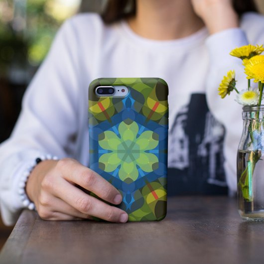 Retro Mandala Flower Green Blue en Oranje Case-Mate iPhone Case