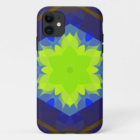 Retro Mandala Flower Green en Blue Case-Mate iPhone Case (Achterkant)