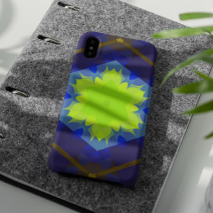 Retro Mandala Flower Green en Blue iPhone 11 Hoesje