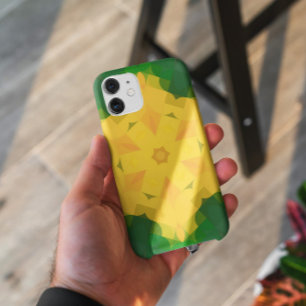 Retro Mandala Flower Green en Yellow iPhone 11 Hoesje