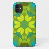 Retro Mandala Flower Green Yellow en Blue Case-Mate iPhone Case (Achterkant)