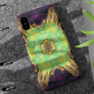 Retro Mandala Flower Green Yellow en Paars iPhone 11 Hoesje