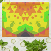 Retro Mandala Flower Oranje Yellow and Green Theedoek (Gevouwen)