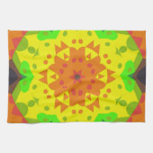 Retro Mandala Flower Oranje Yellow and Green Theedoek (Horizontaal)