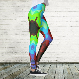 Retro Mandala Flower Red Blue en Green Leggings
