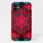 Retro Mandala Flower Red en Blue Case-Mate iPhone Case (Achterkant)