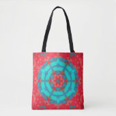 Retro Mandala Flower Red en Blue Draagtas (Voorkant)