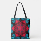 Retro Mandala Flower Red en Blue Draagtas (Achterkant)