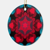 Retro Mandala Flower Red en Blue Keramisch Ornament (Links)