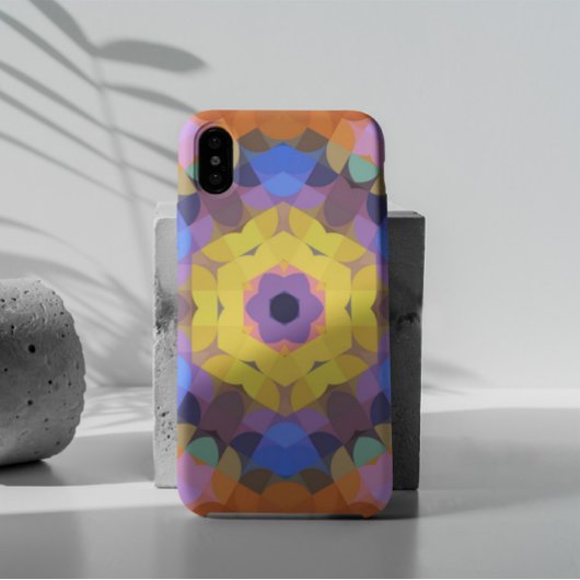Retro Mandala Flower Yellow Blue en Oranje Case-Mate iPhone Case