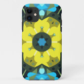 Retro Mandala Flower Yellow en Blue Case-Mate iPhone Case (Achterkant)
