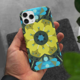 Retro Mandala Flower Yellow en Blue iPhone 11 Hoesje