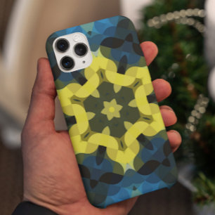 Retro Mandala Flower Yellow en Blue iPhone 11 Hoesje