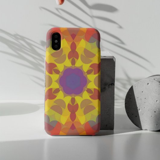Retro Mandala Flower Yellow Oranje en Paars Case-Mate iPhone Case