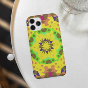 Retro Mandala Flower Yellow Oranje Green and Pink iPhone 11 Hoesje