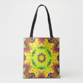 Retro Mandala Flower Yellow Oranje Green and Pink Draagtas (Voorkant)